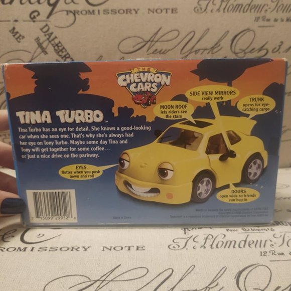 Yellow Chevron Cars Tina Turbo Toy Car 1998 - Picture 5 of 6